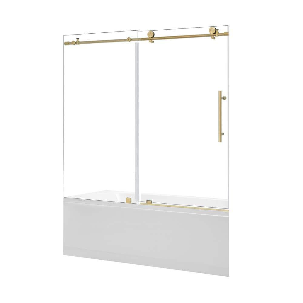 56" - 60" W x 58" H Single Sliding Frameless Tub Door