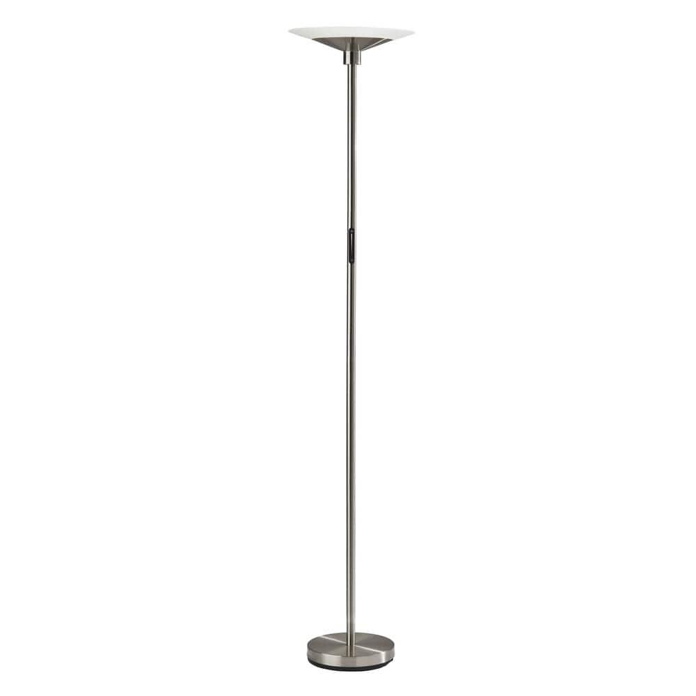 Adesso Solar Torchiere (Includes LED Light Bulb) Silver: Modern Touch Sensor, Dimmable Glass Shade, ETL Listed