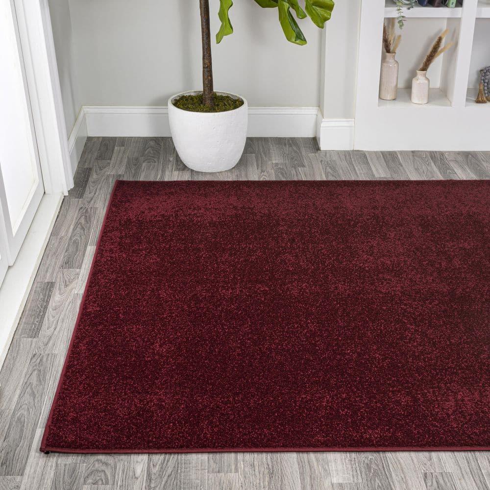 5'x8' Haze Solid Low-Pile, Dark Red - JONATHAN Y