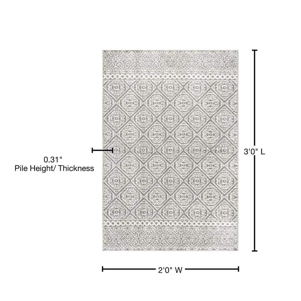 Nuloom Jeanette Geometric 2x3 Accent Indoor Area Rug for Living Room Bedroom Dining Room Entryway Kitchen, Grey/Ivory