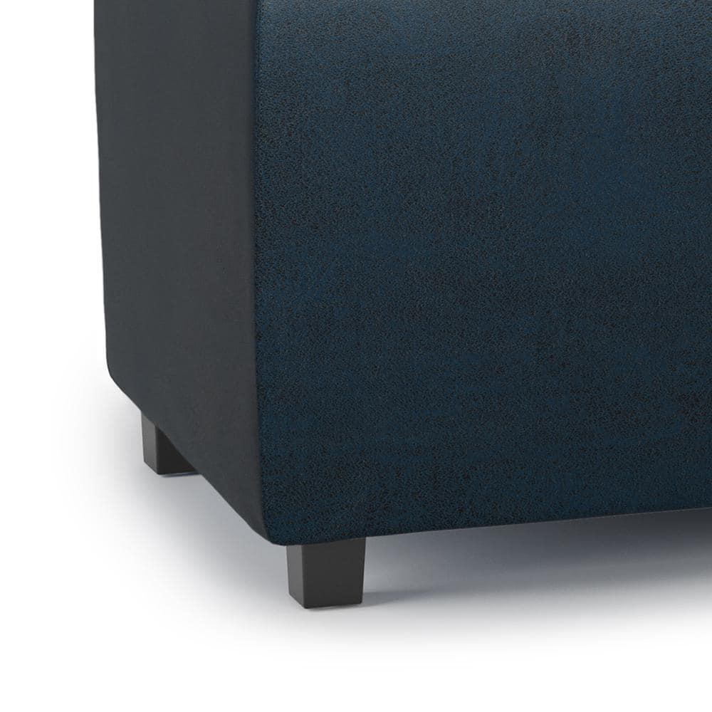 Simpli Home Avalon 42"W Upholstered Storage Ottoman with 3 Flip-Over Serving Trays