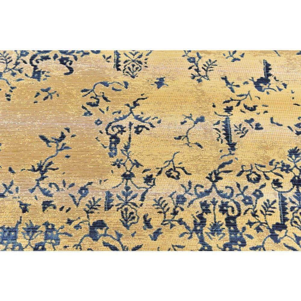 Unique Loom Outdoor Botanical Collection Area Rug - Ivy (8'  Round Beige/Blue)