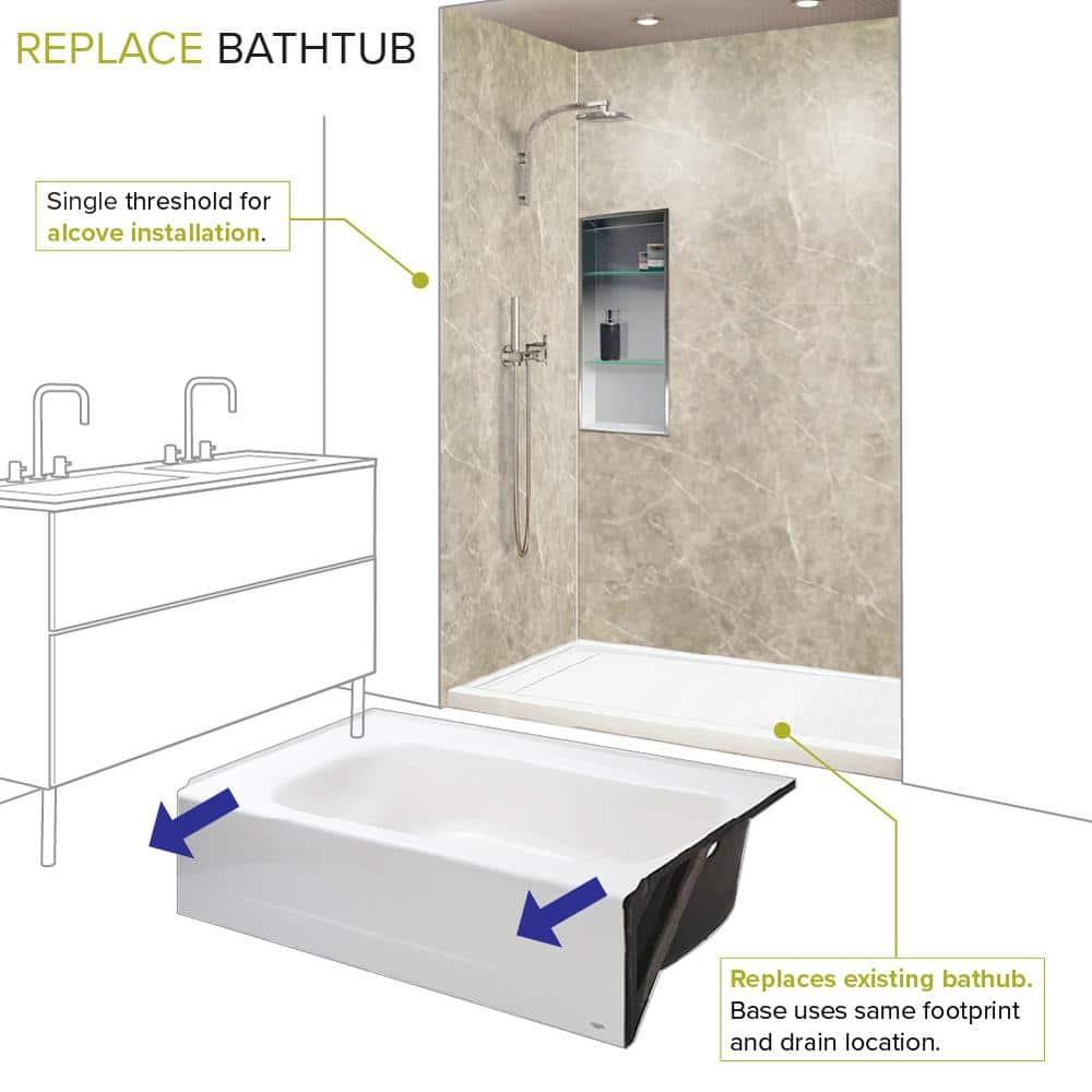 60'' W 32'' D Rectangular Single Shower Base