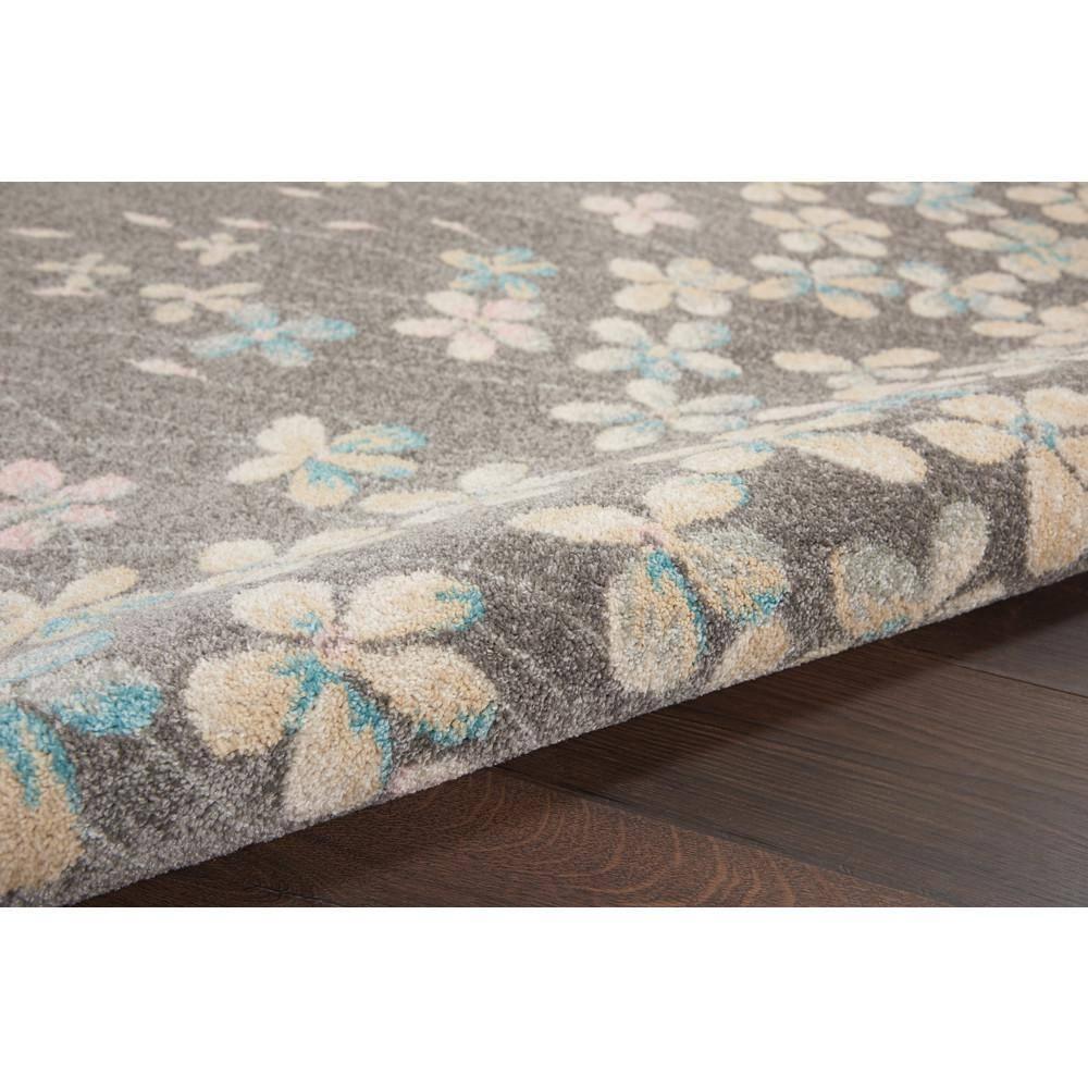 Nourison Tranquil 5'3" X 7'3" (5' x 7') Grey/Beige Area Rug Bohemian Botanical Vine and Bloom by Nourison