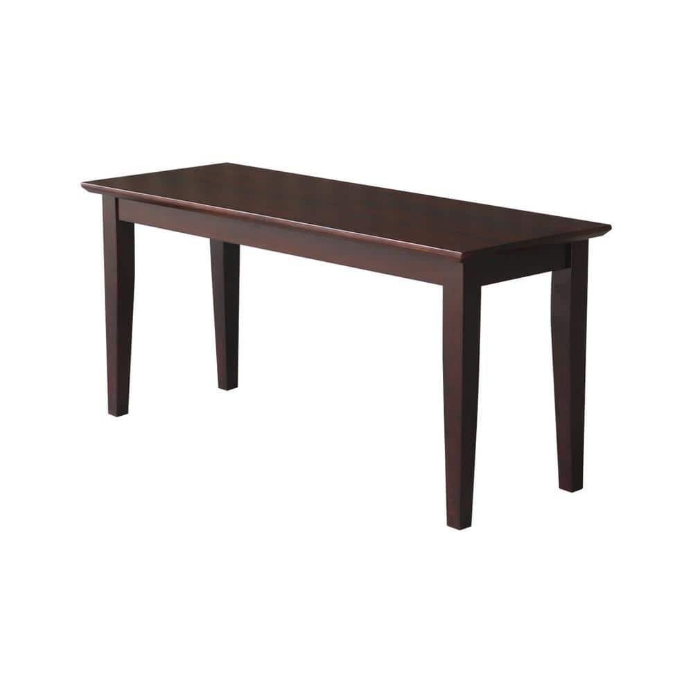 Brookshire Bench - Rich Mocha - International Concepts: Hardwood Frame, 400lb Capacity, Spot Clean