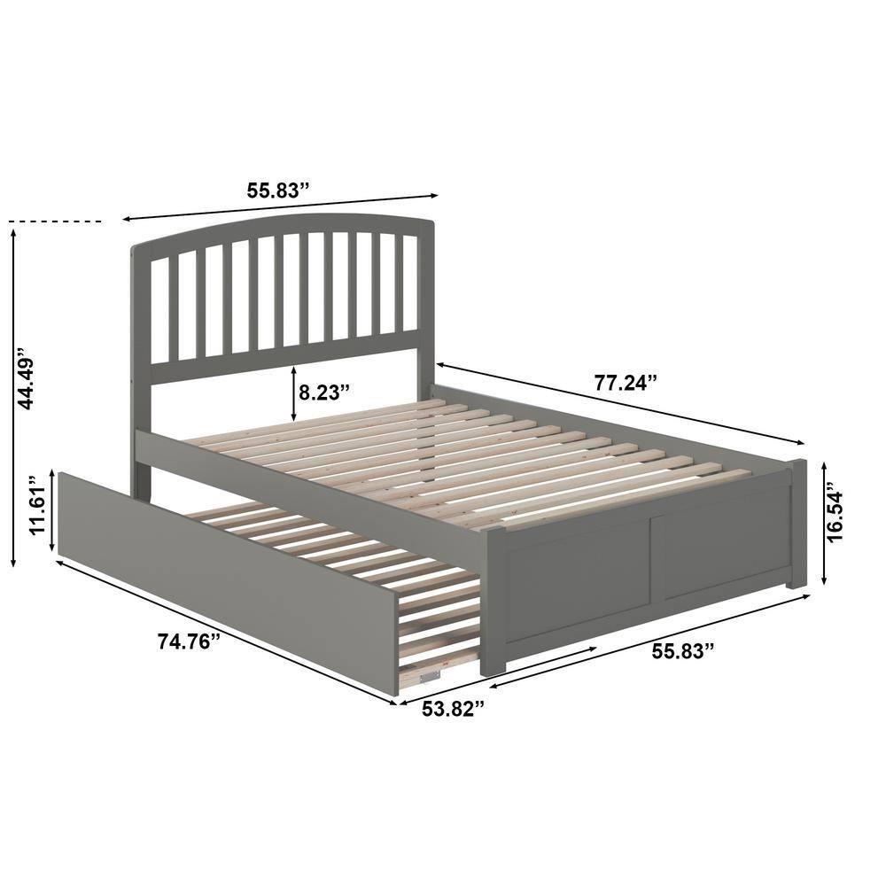 Cama Richmond con Plataforma Completa, Pie de Panel Plano y Cama Nido Urbana de Tamaño Completo en Gris