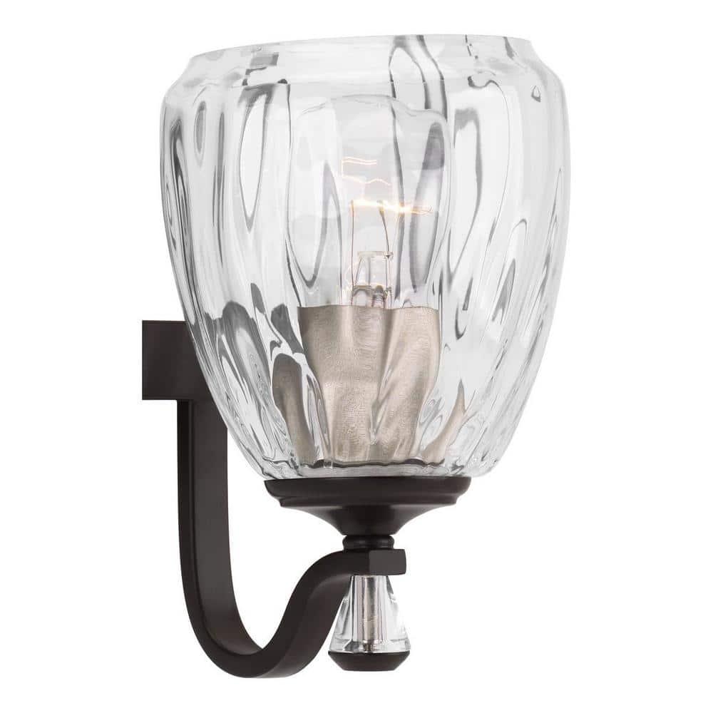 Progress Lighting Anjoux 4-Light Bath Vanity Fixture Antique Bronze Clear Water Glass Shade