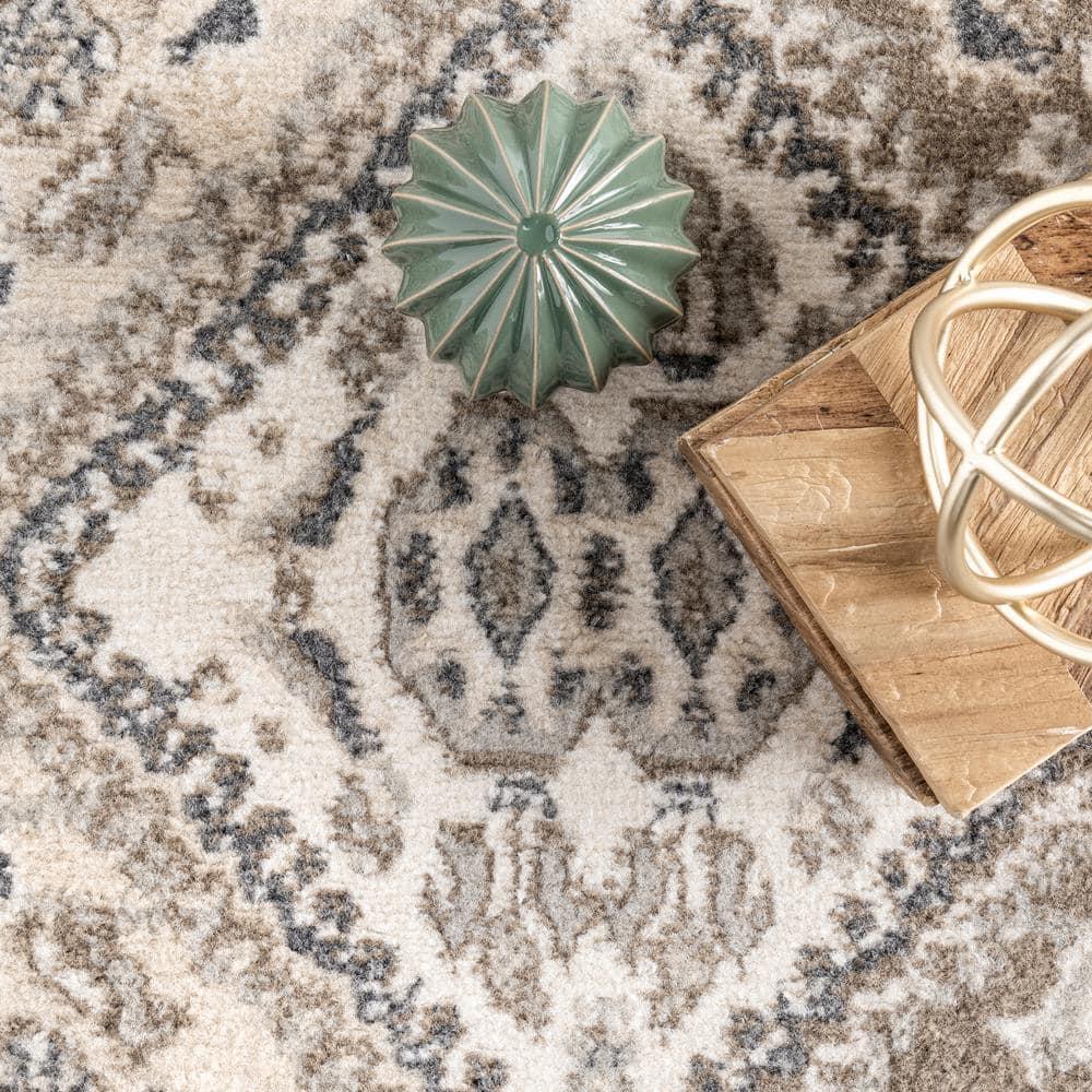 Nuloom 5x8 Becca  Tiled Indoor Area Rug, Beige, Faded Transitional Design, Stain Resistant, BedroomLiving Room, Kitchen,
