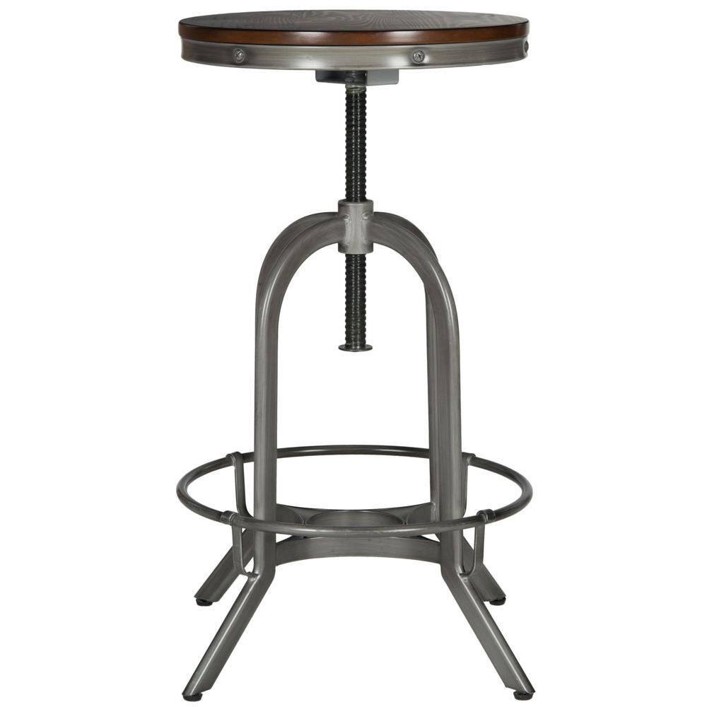 Wildomar Swivel Stool - FOX6226 - Burnt Oak/Iron - Safavieh Couture
