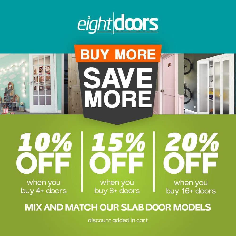 EightDoors Frosted Glass 1-Lite Wood Painted French Doors