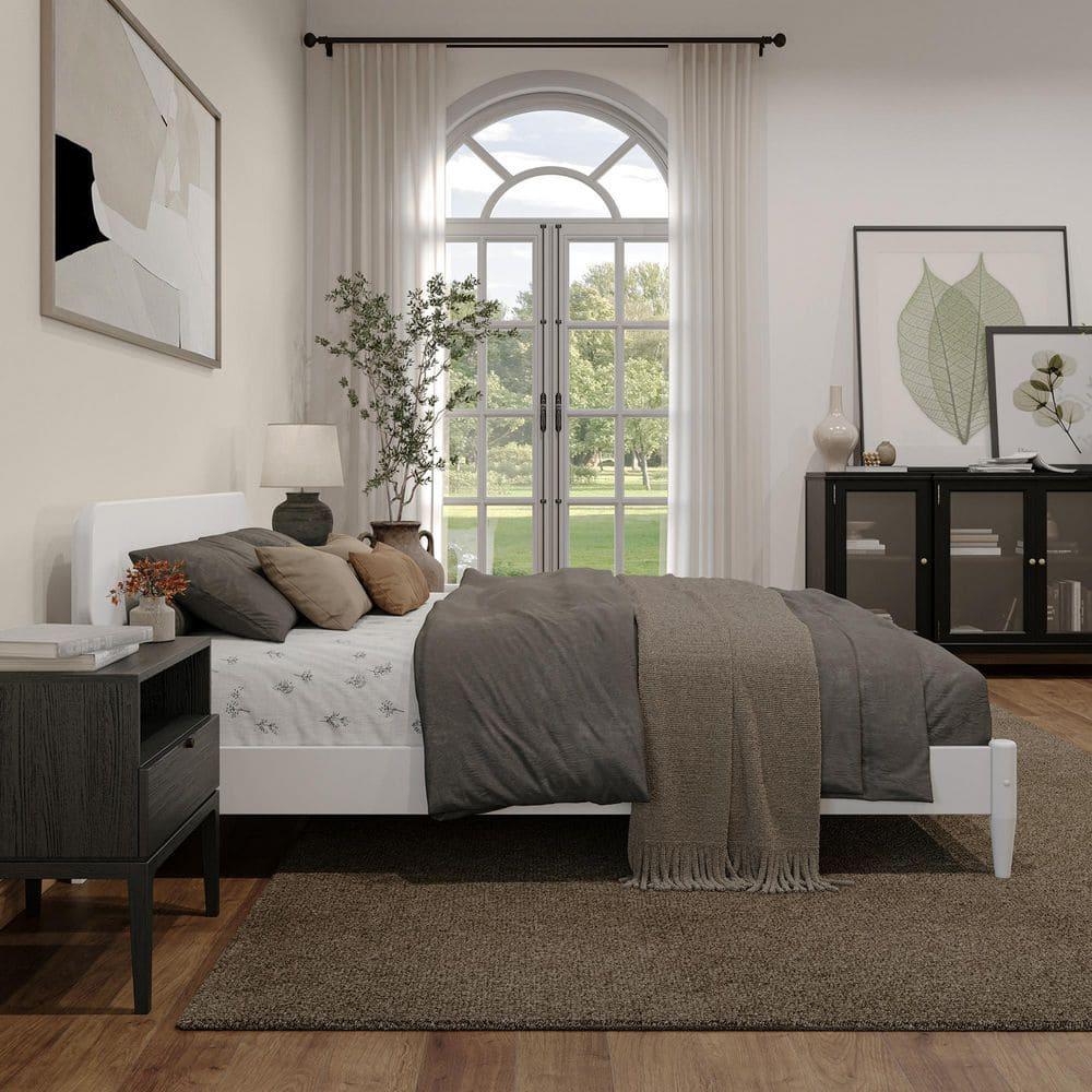 AFI Florence Queen Solid Wood Low Profile Platform Bed, White
