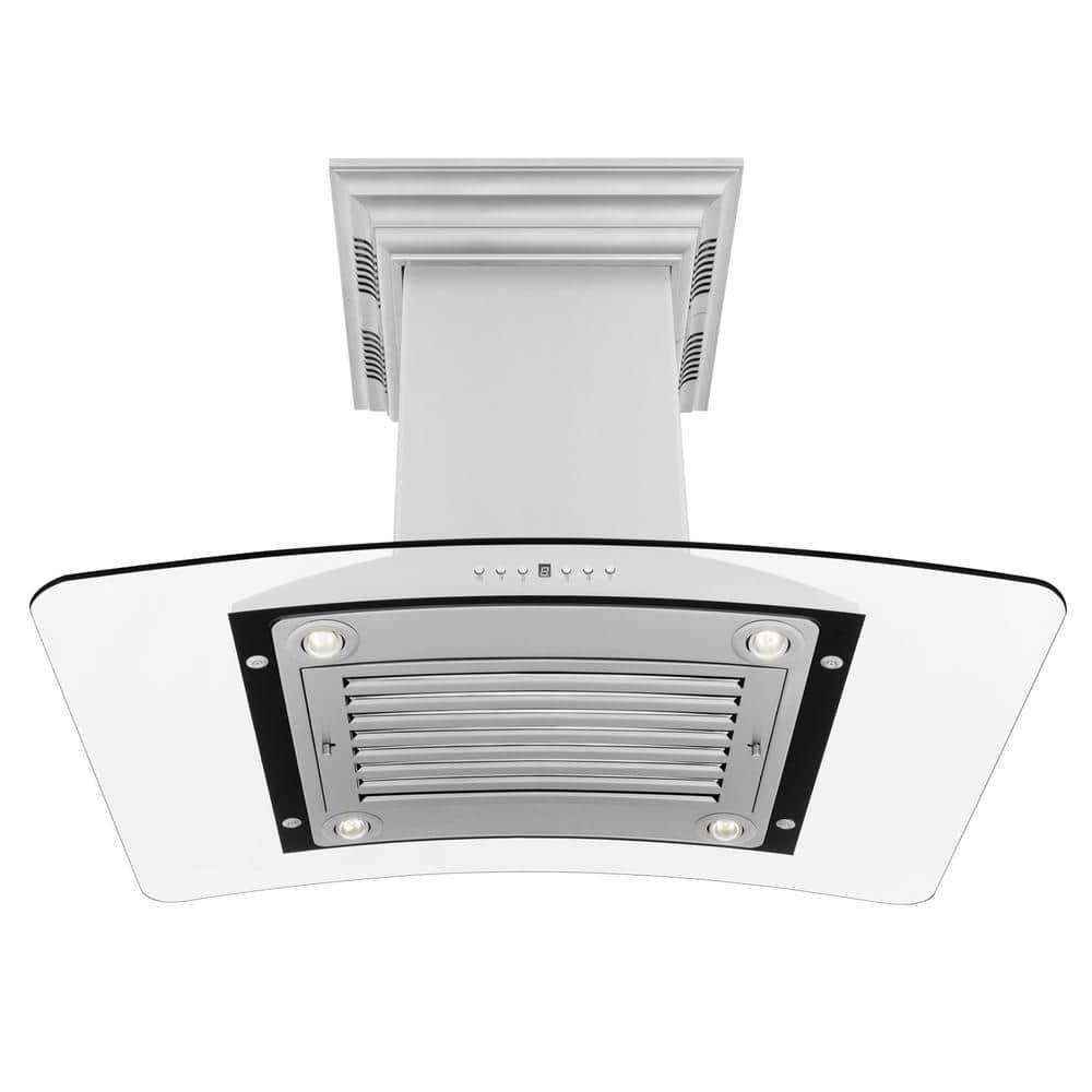 ZLINE 36 in. ZLINE CrownSound™Ducted Vent Isl& Mount Range Hood in Stainless Steel W/ Bluetooth Speakers (GL9iCRN-BT-36) GL9iCRN-BT-36