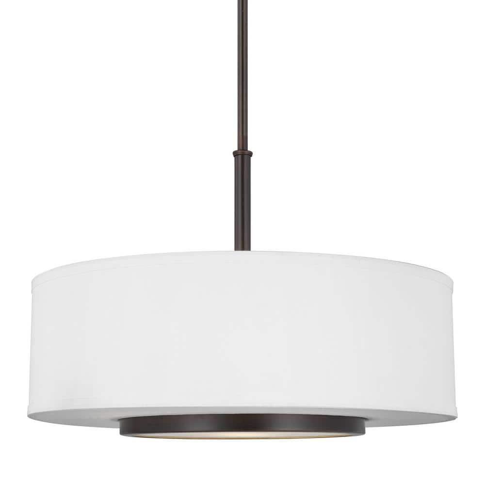 Generation Lighting 6628003-710 Nance Three - Light Pendant Hanging Modern Fixture, Bronze