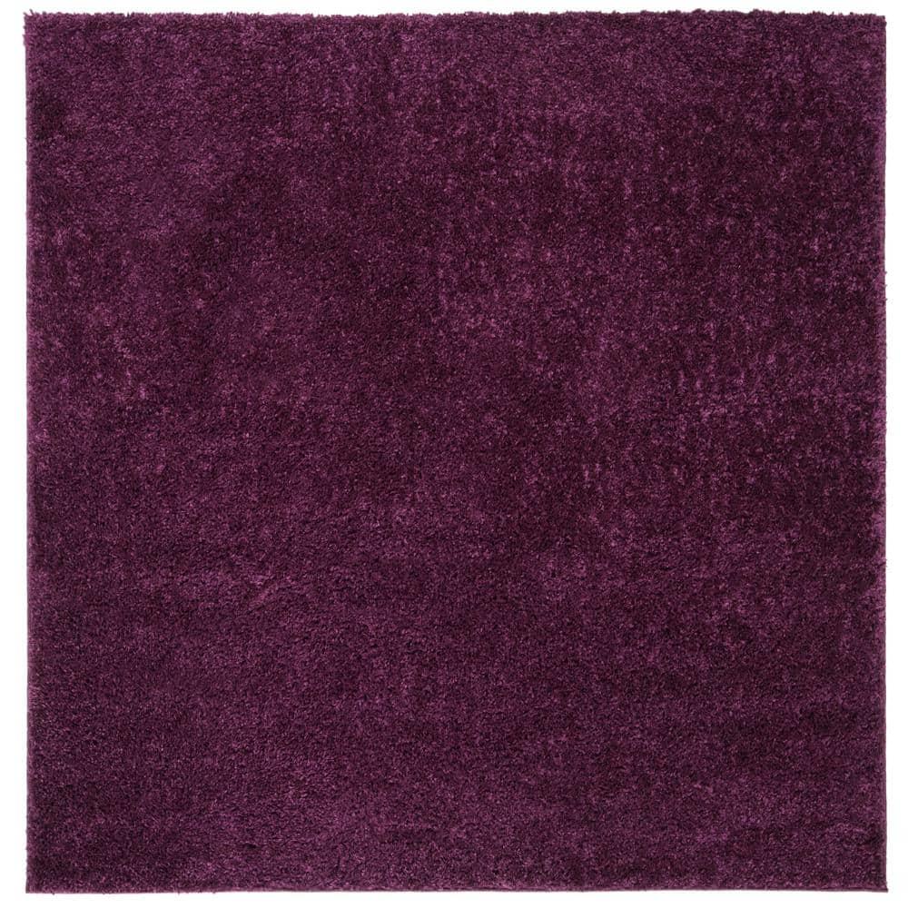 SAFAVIEH August Carlene Solid Plush Shag Area Rug, Purple, 6'7" x 6'7" Square