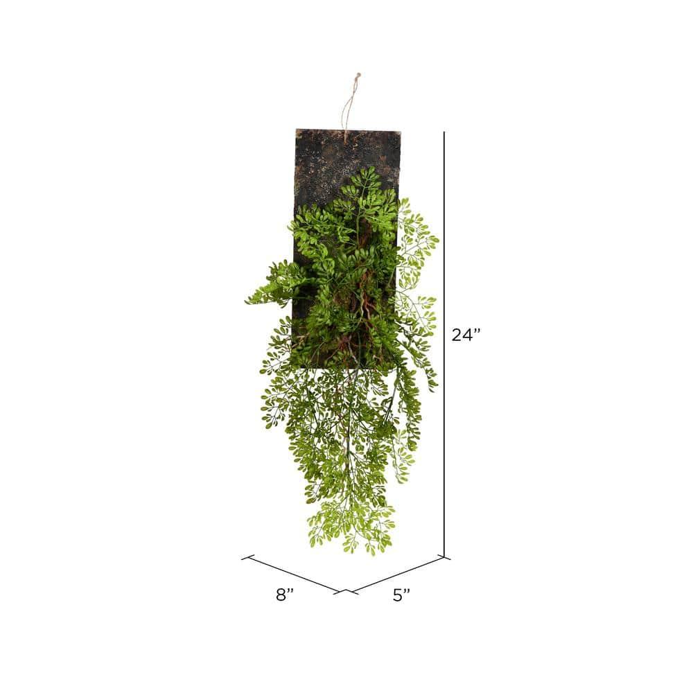 Vickerman 24" Artificial Green Mini Leaf on Wooden Plaque.