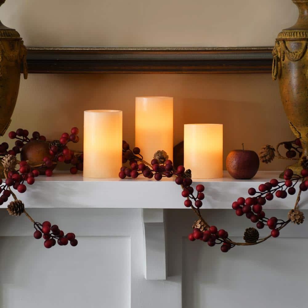 LumaBase Battery Operated Multifunction Wax LED Candles - Set of 3 (Round)
