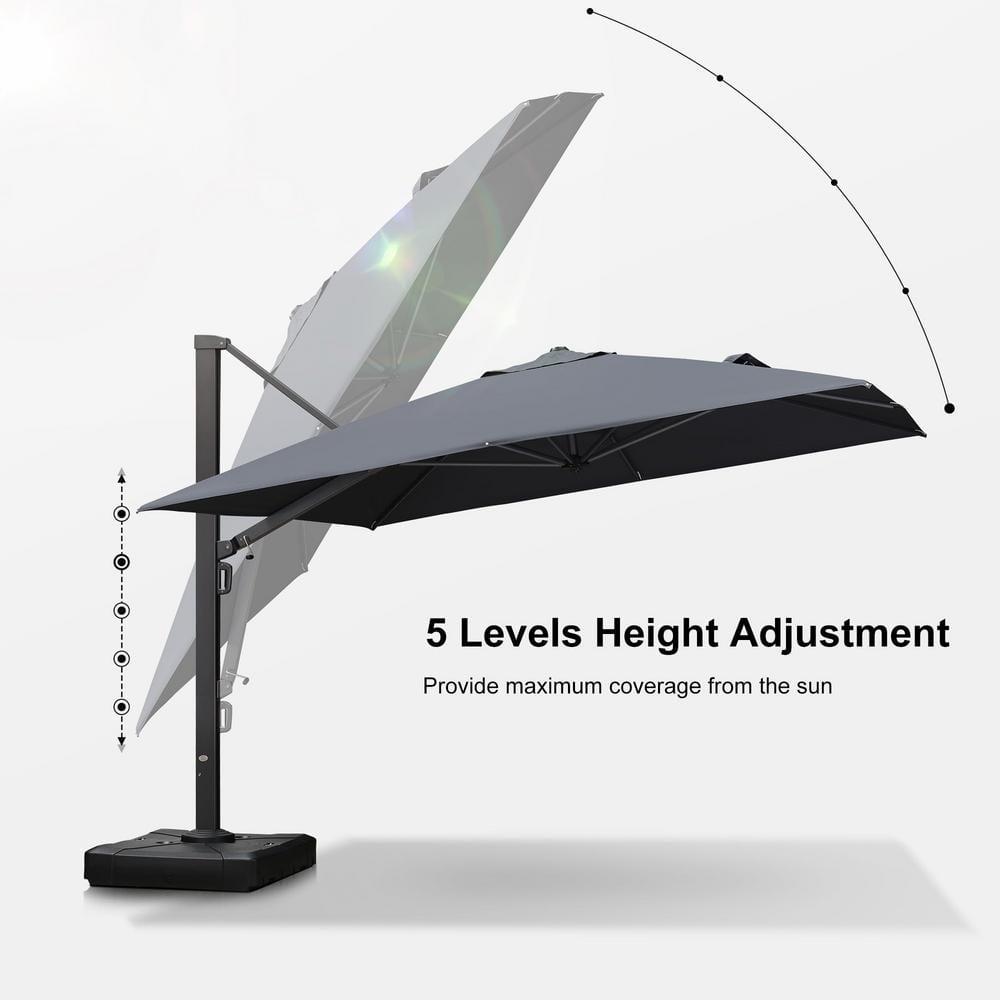 PURPLE LEAF 9' X 12' Rectangle Patio Umbrella Large Cantilever Outdoor Aluminum Offset Umbrella with 360-degree Rotation for Garden Deck Backyard Pool, Grey