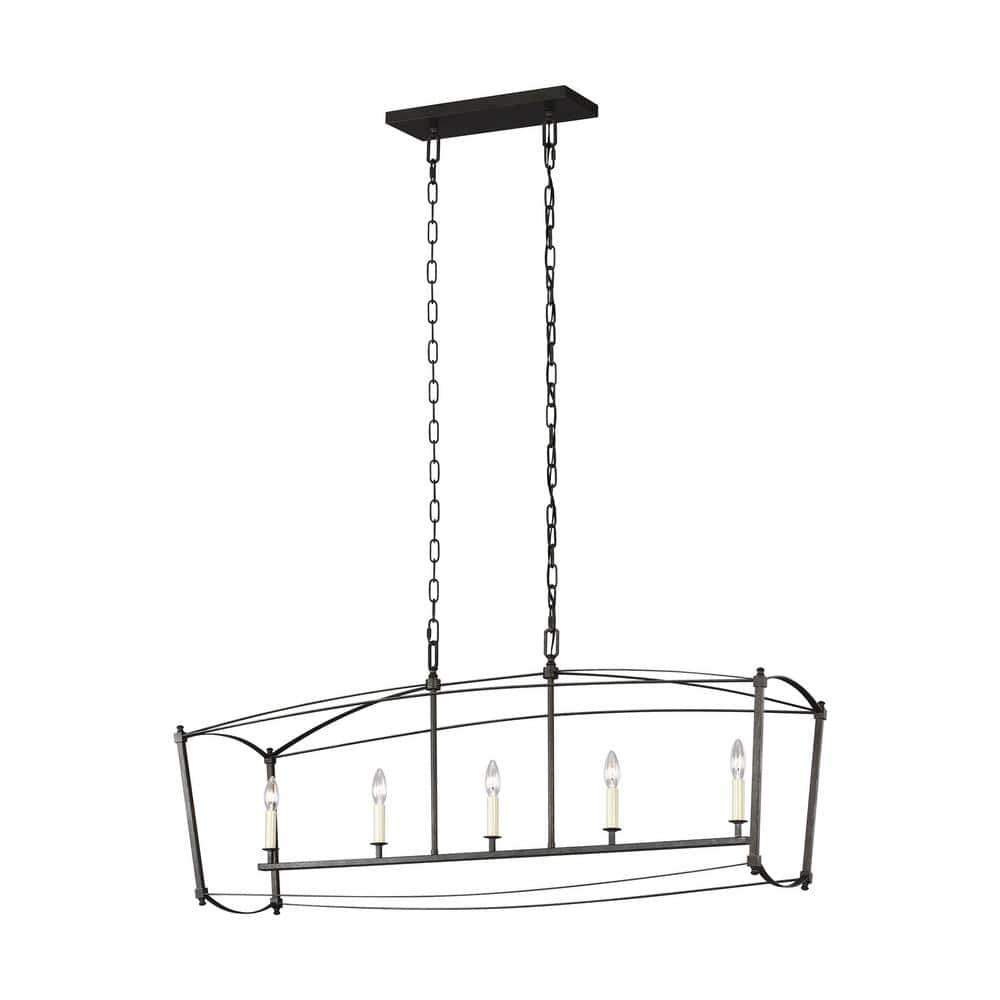 Thayer Smith Steel 5-Light Candelabra Linear Chandelier