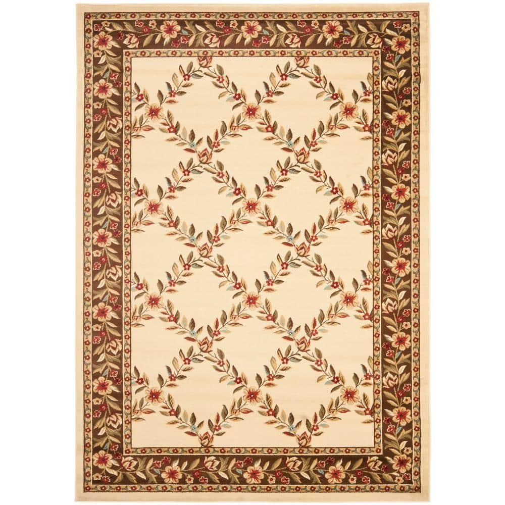 Lyndhurst LNH557 Power Loomed Area Rug - Ivory/Brown - 5'3"x7'6" - Safavieh