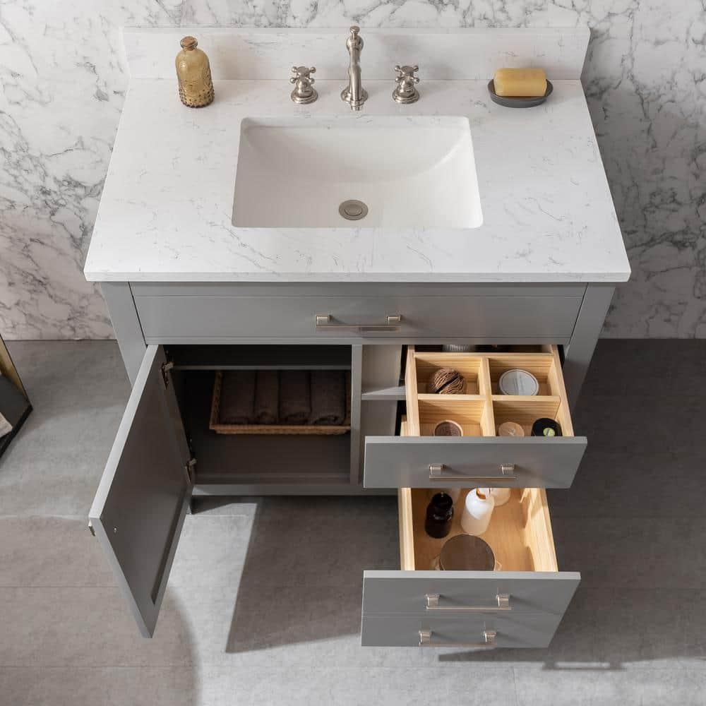 Atencio 36'' Single Bathroom Vanity with Engineered Stone Top