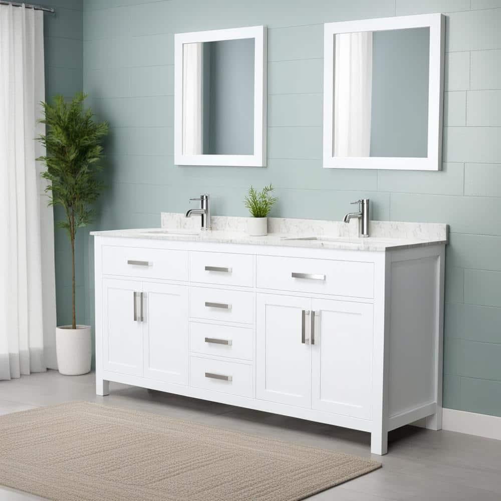 Beckett 72" Freestanding Double Bathroom Vanity with Cultured Marble Top