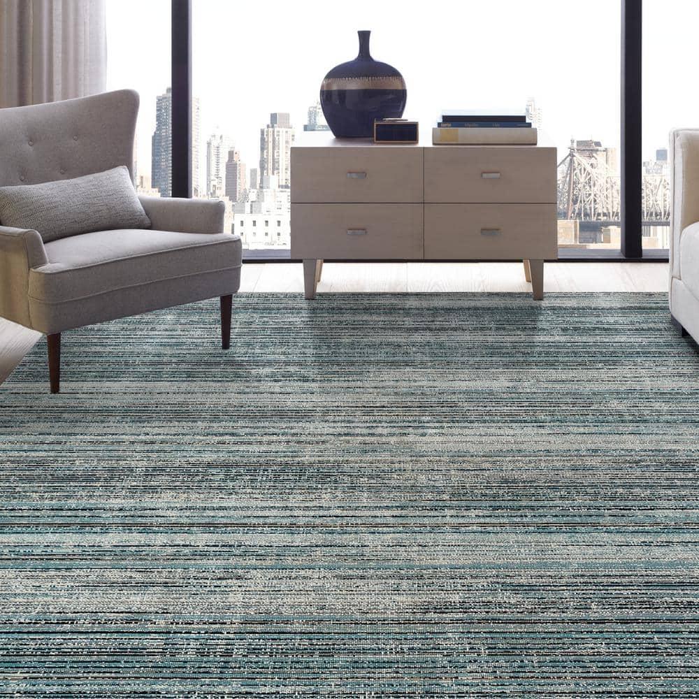 Aqua Strie 2 ft. x 3 ft. Indoor/Outdoor Area Rug
