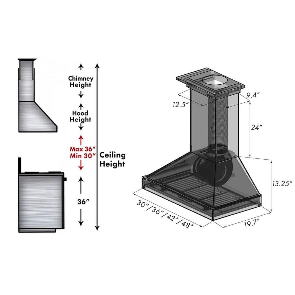 ZLINE ZLINE 30 in. Convertible Vent Wooden Wall Mount Range Hood in Antigua & Walnut KBAR-30