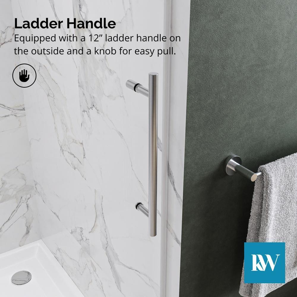 Frameless Sliding Shower Door, 76 x (44-48) Inch Frameless Shower Door, 5/16" (8mm) Clear Tempered Glass in Brushed Nickel Finish, Glass Shower Door