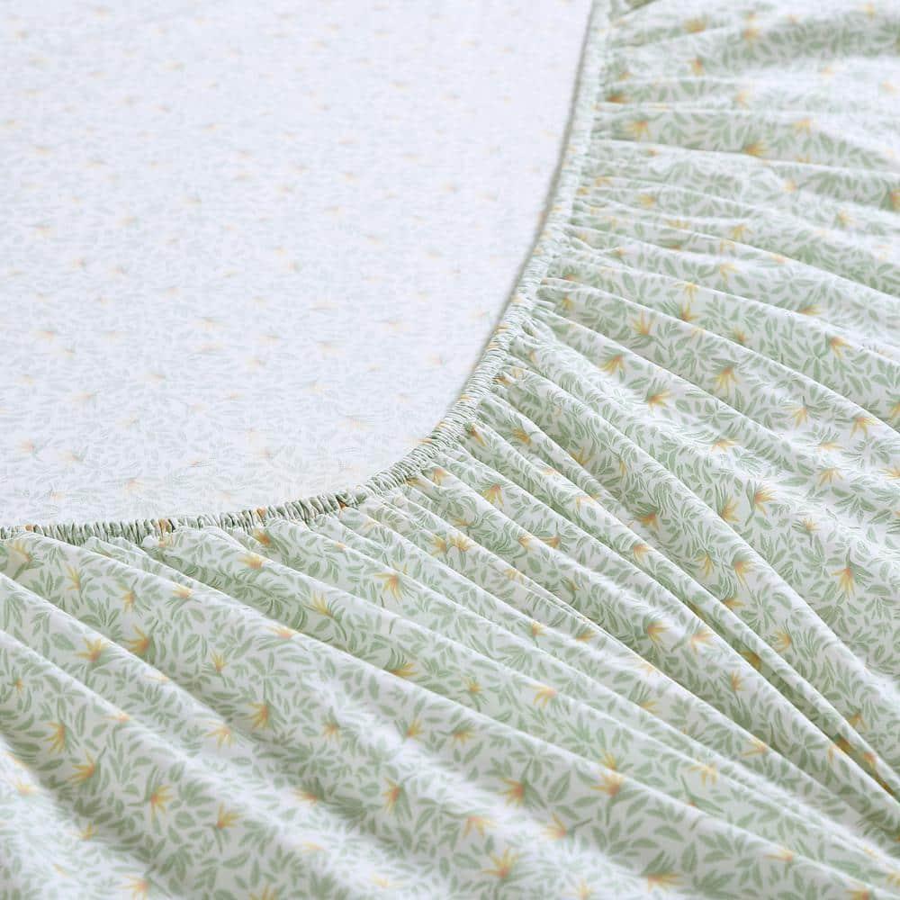 Tommy Bahama Crane Flower 100% Cotton Percale- 4 Piece- Sheet Set  Green- Queen