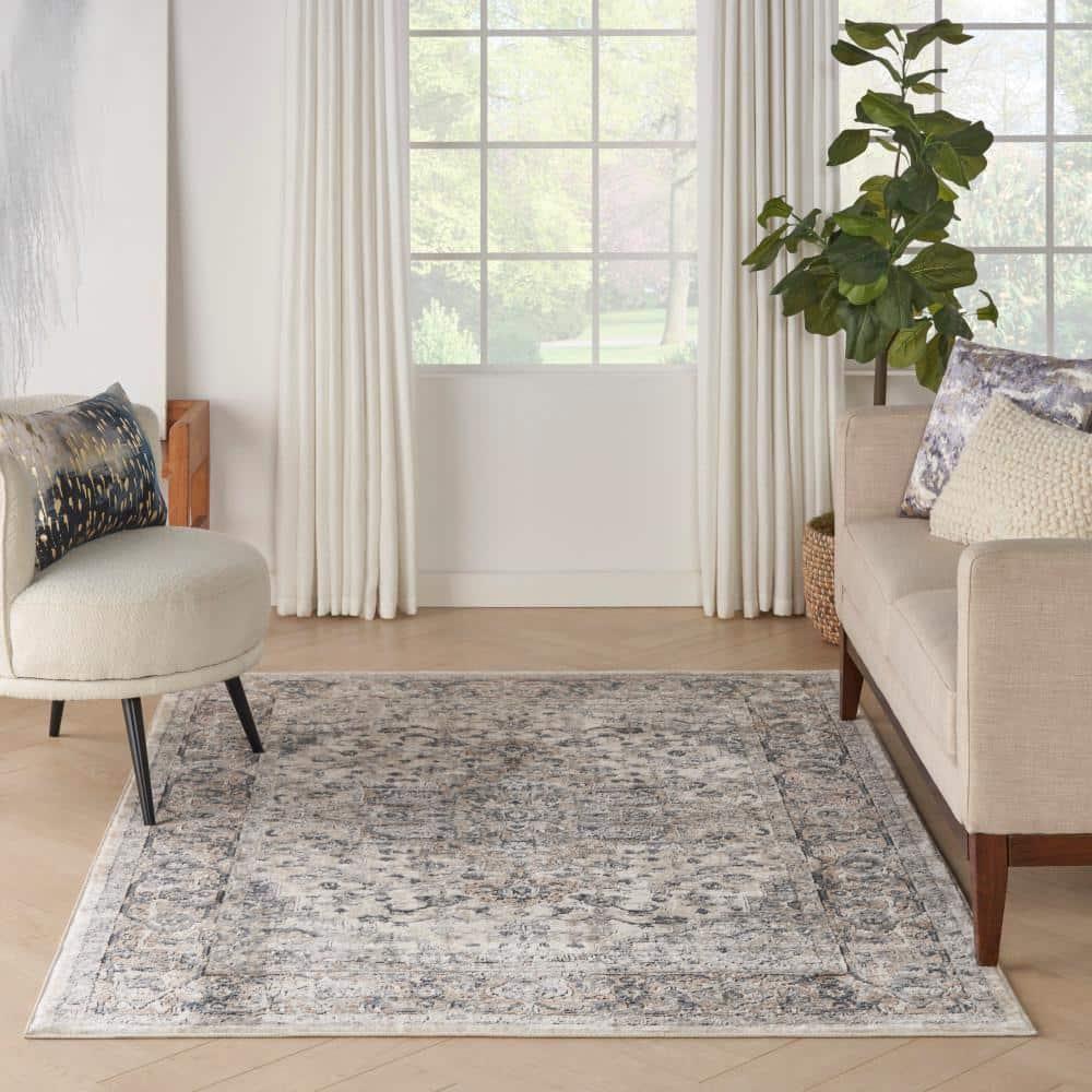 Nourison Concerto Center Medallion Indoor Rug Ivory Grey 5'3" x 7'3"