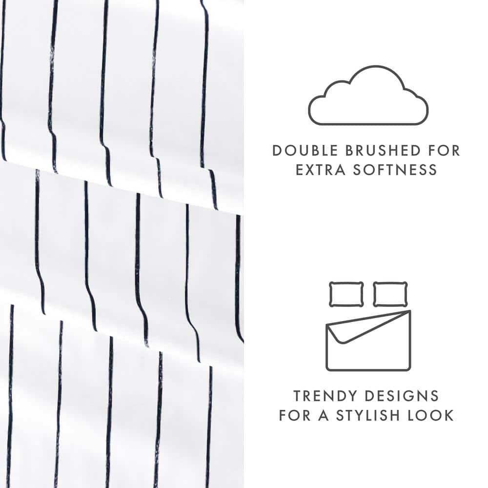 IEnjoy Home Distressed Navy Coastal Stripe Pattern Microfiber Sheet Set
