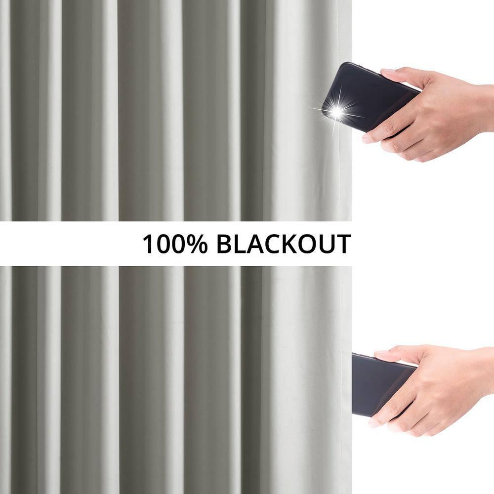 Exclusive Fabrics  Essential Polyester Solid Blackout Curtains - Thermal Insulated Window Curtains Rod Pocket (Single Panel) 50 X 84 - Greige