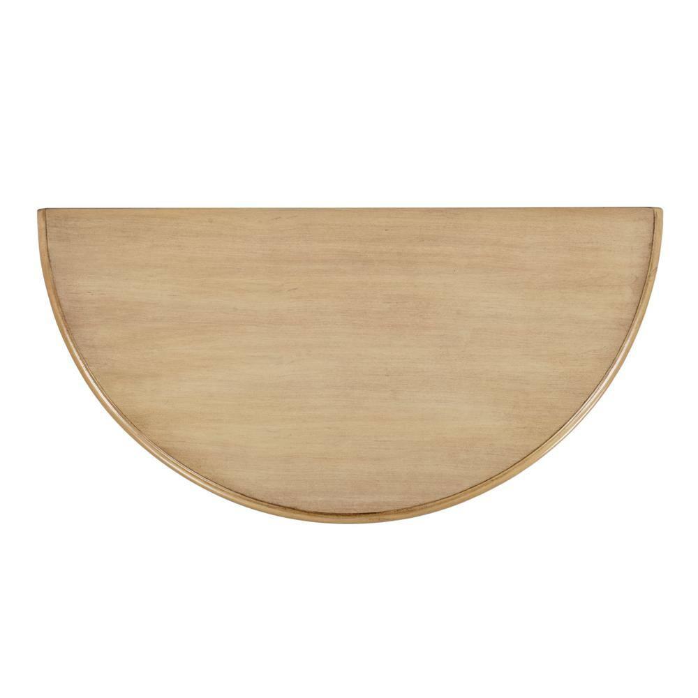 Antique Beige Wood Demilune Console Table with Storage