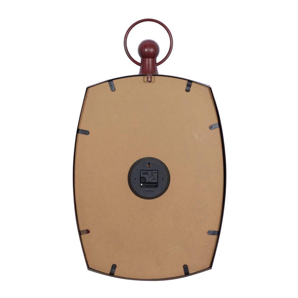 DecMode 19" x 33" Red Metal Pocket Watch Style Wall Clock
