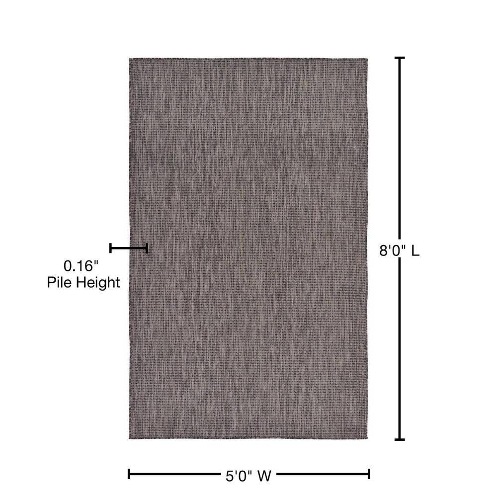 Unique Loom 5' 1 x 8' 0 Rectangle Indoor/Outdoor Solid Black Area Rug