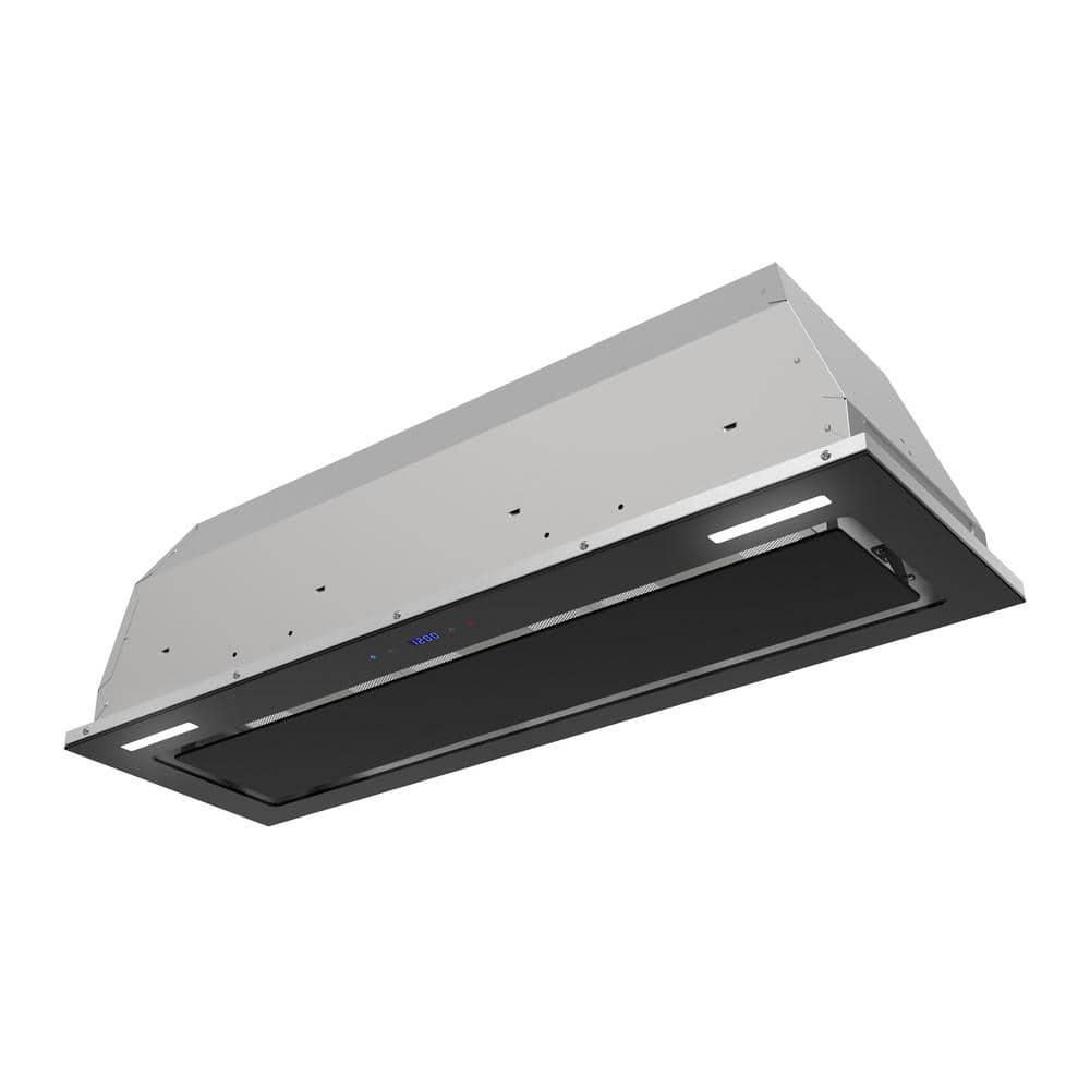 Streamline 36 In. T-11503-1-DL Isernia Ductless Insert 350 CFM Range Hood In Glossy Black With Mesh Filters, Touchpad Control, LED Lights