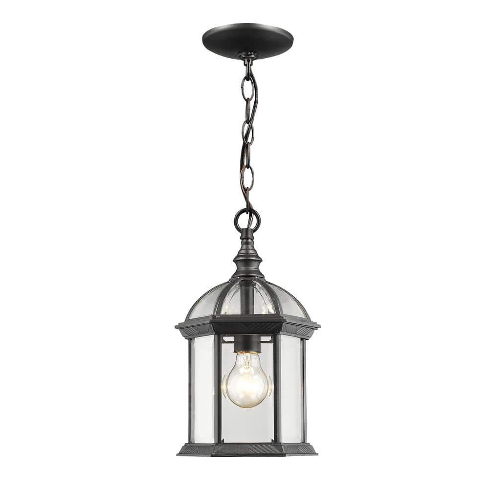 1 Light Outdoor Chain Mount Lantern In Gothic Style 8 Inches Wide By 13.75 Inches High-Black Finish Z-Lite 563Chm-Bk