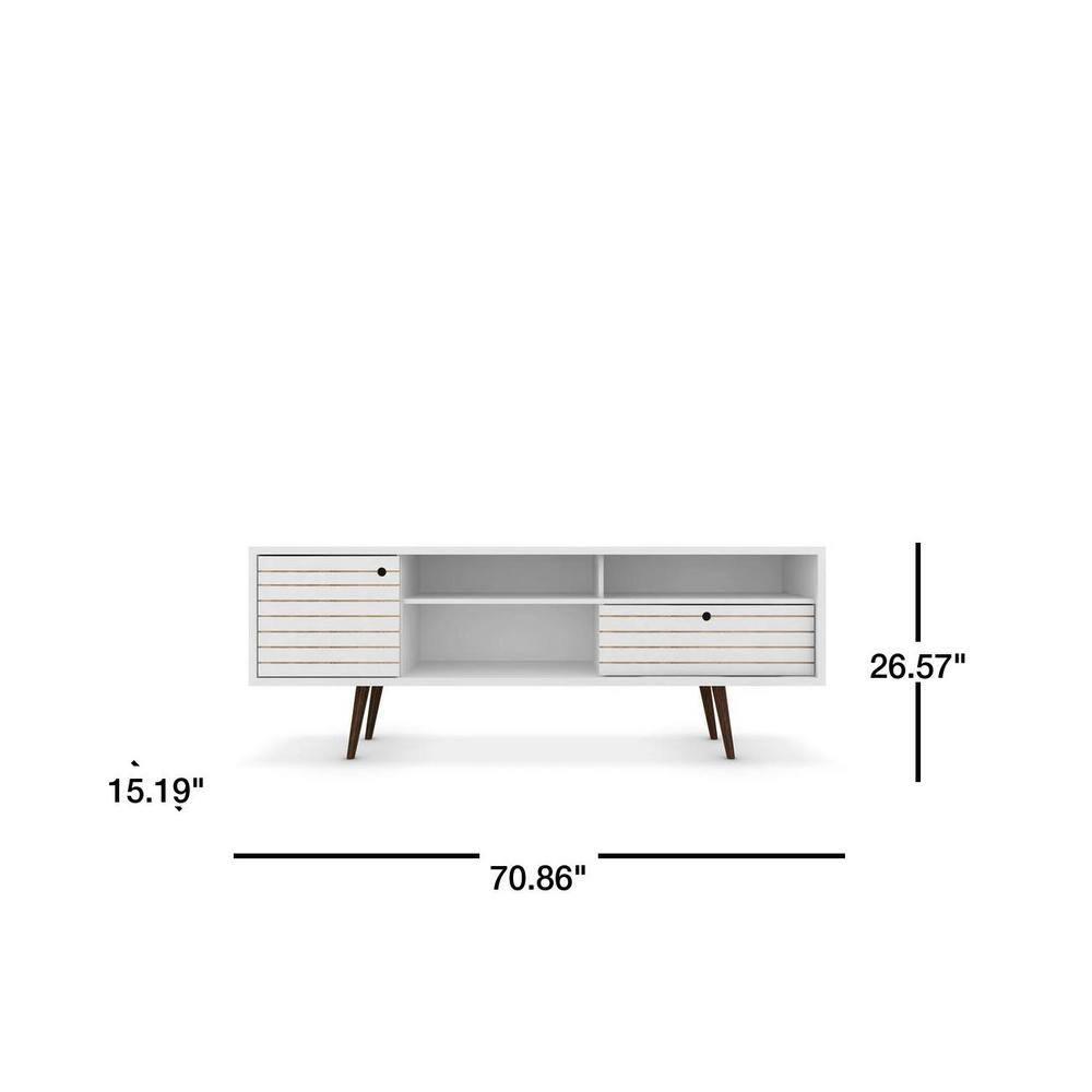 Liberty 3 Shelf and 1 Drawer TV Stand for TVs up to 65" White - Manhattan Comfort: Media Console with Cable Management