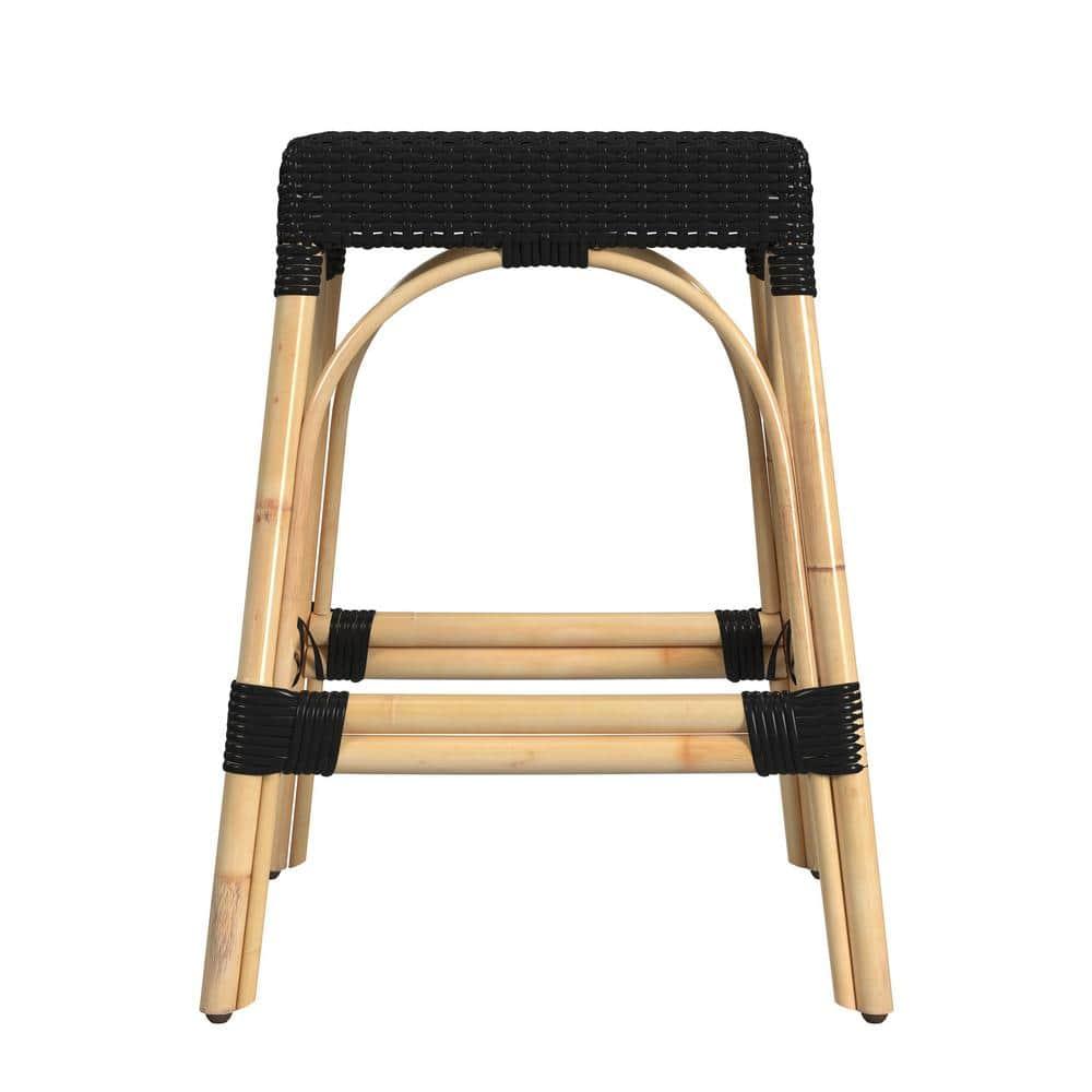 Butler Specialty Company Robias Rectangular Rattan 24.5" Counter Stool - Black