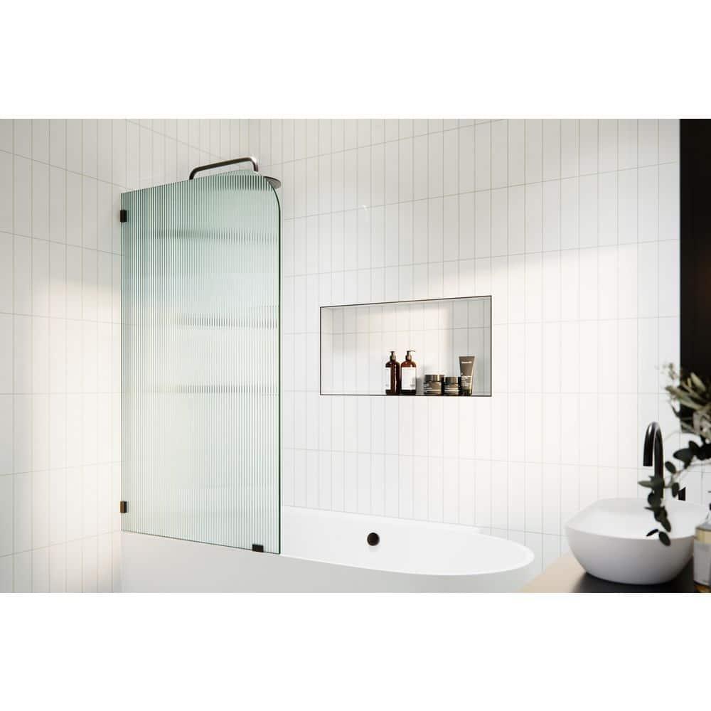 Aurora 30 in. x 58.25 in. Frameless Fluted Radius Single Fixed Bath Panel