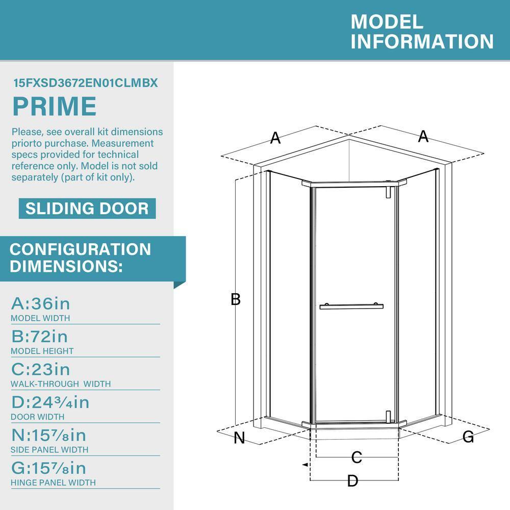 36 in. W x 72 in. H Neo Angle Pivot Semi Frameless Corner Shower Enclosure