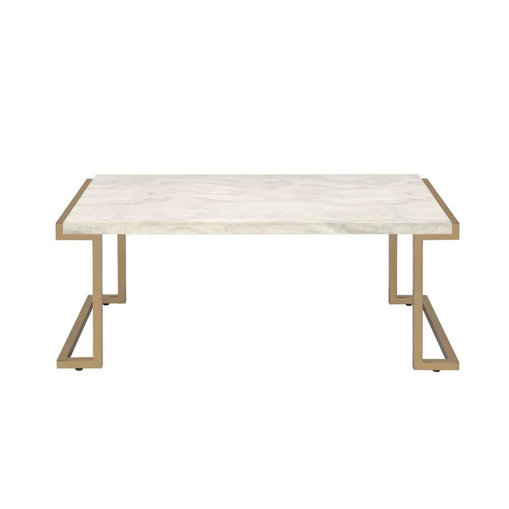 Adrinfly Boice II Coffee Table in Faux Marble & Champagne 82870