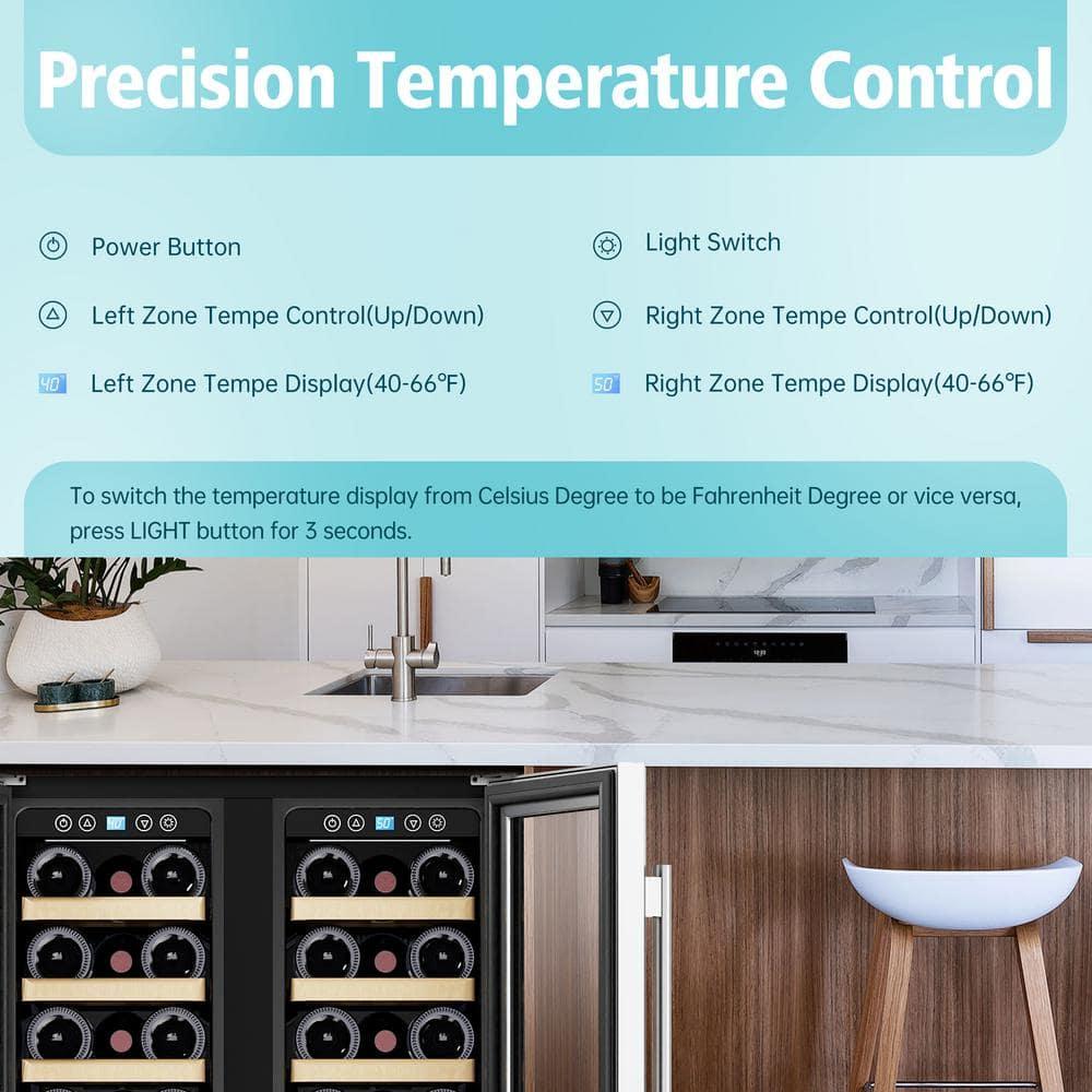 Kalamera Kalamera 40 Bottle Dual Zone Built-In Wine Refrigerator