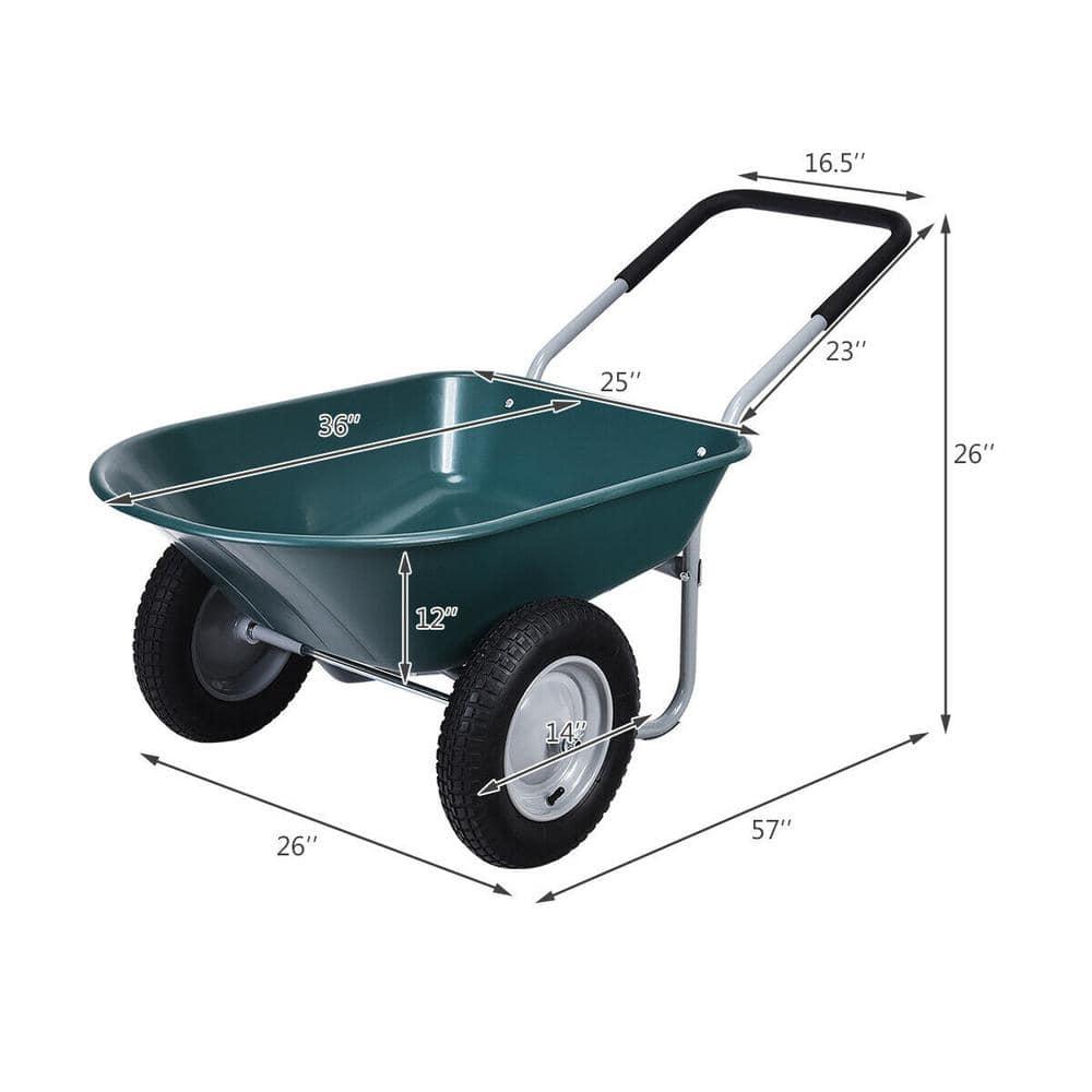 Costway 2 Tire Wheelbarrow Cart Heavy-duty Dolly Utility Cart Green