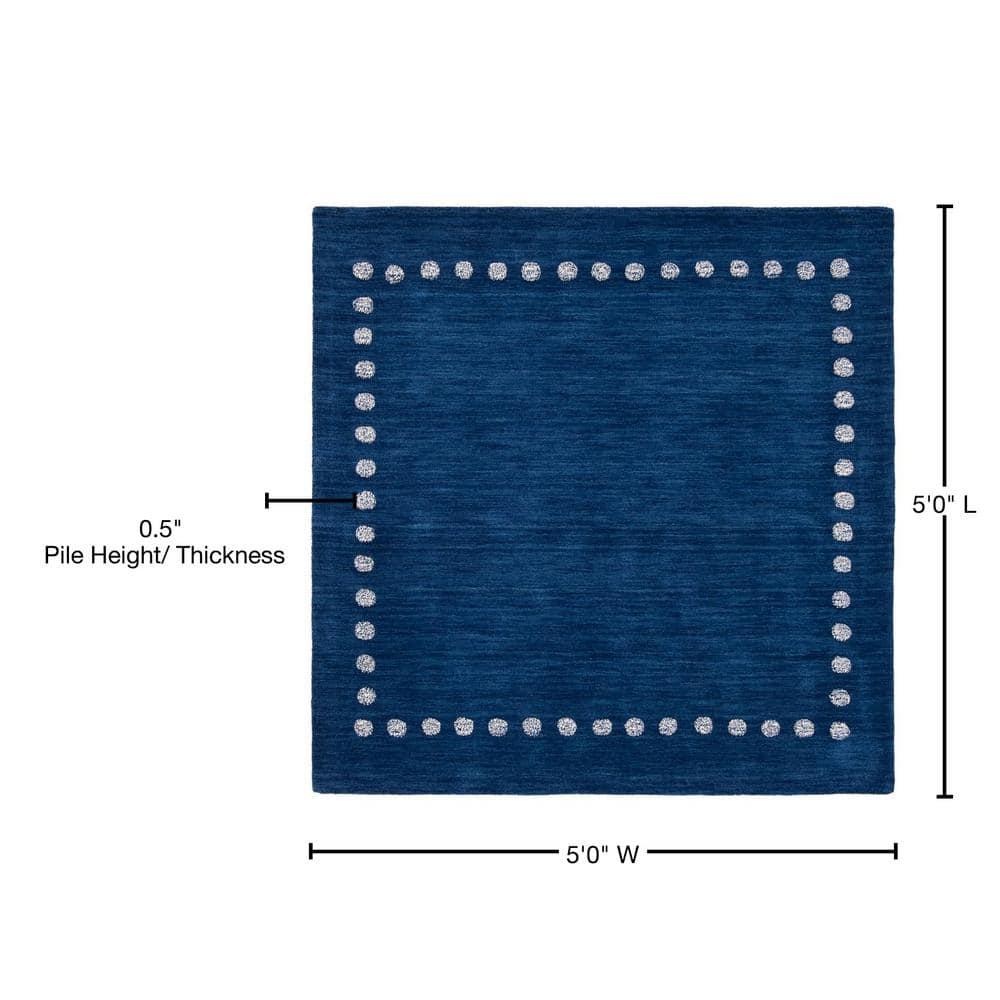 Safavieh Kids SFK802 Hand Loomed Indoor Area Rug - Navy - 5'x5' - Safavieh
