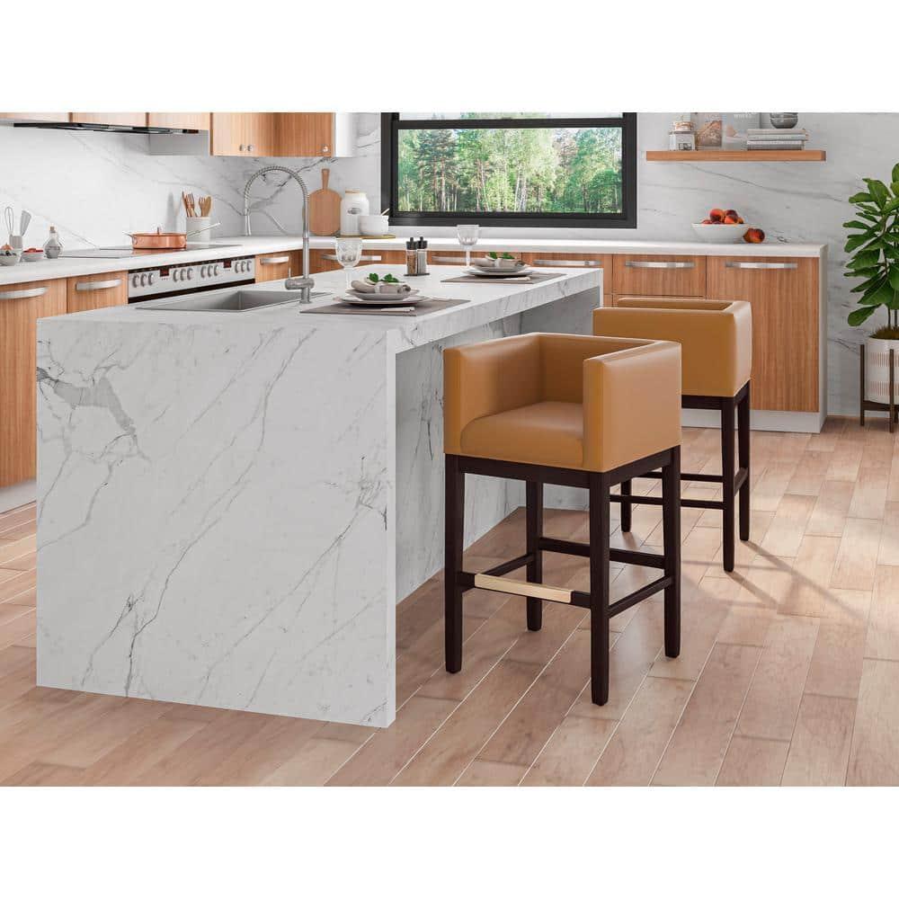 Set of 2 Kingsley Upholstered Beech Wood Counter Height Barstools - Manhattan Comfort