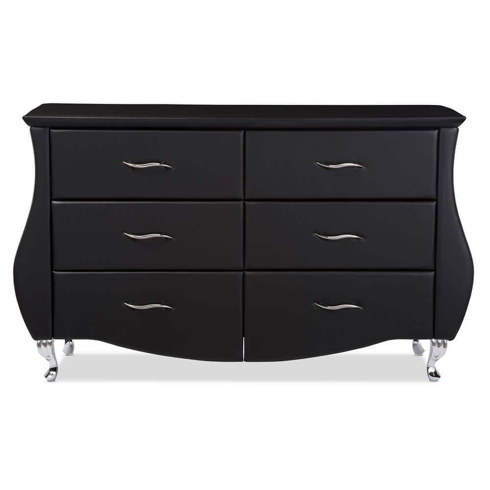 Enzo Modern and Contemporary Faux Leather 6 Drawer Dresser - Baxton Studio