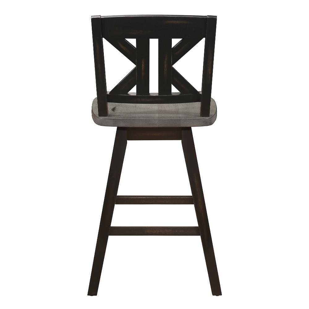 Lexicon Amsonia K-back Counter Height Dining Swivel Chair in Black (Set of 2)