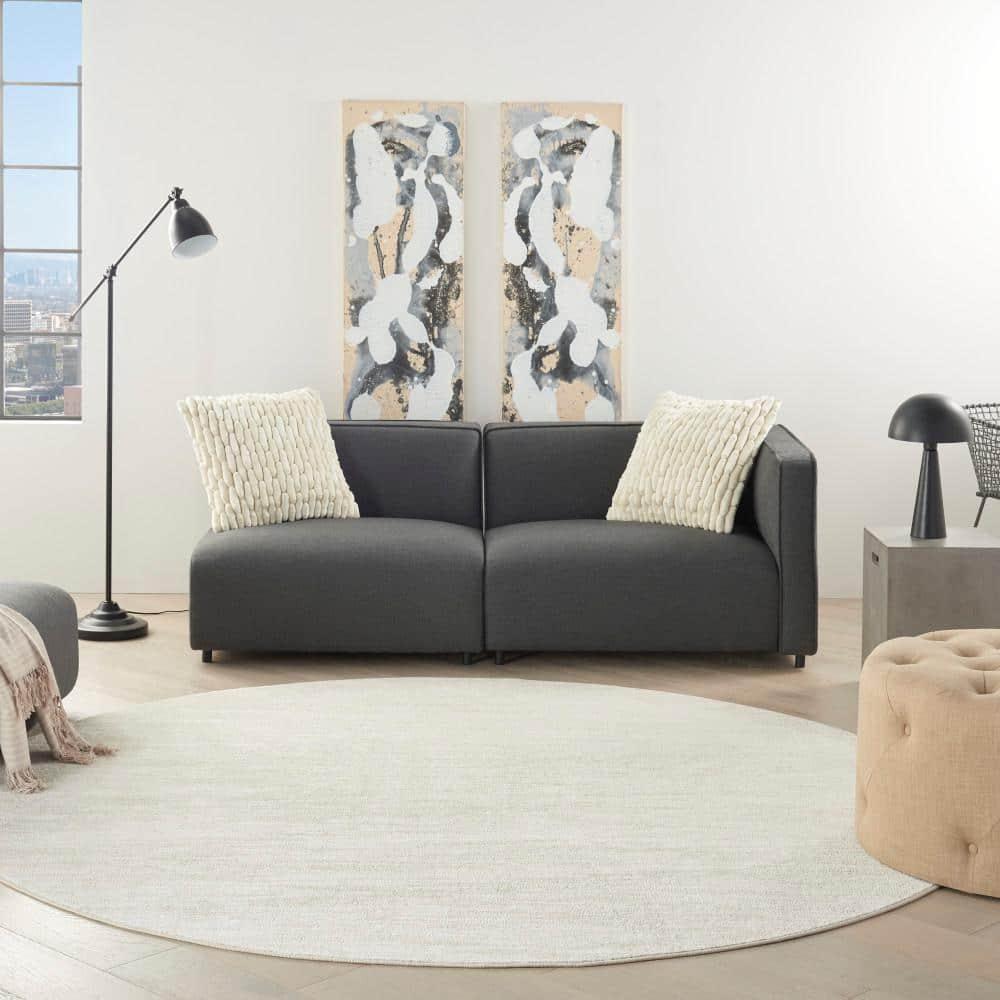 Nourison Essentials Easy Care Indoor Outdoor Area Rug - Ivory Beige 10' x Round