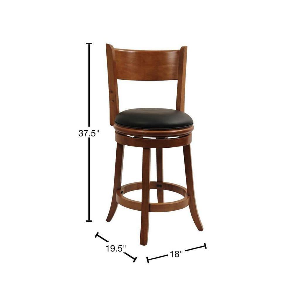 24" Palmetto Swivel Hardwood Counter Height Barstool Fruitwood - Boraam: Upholstered, Curved Back